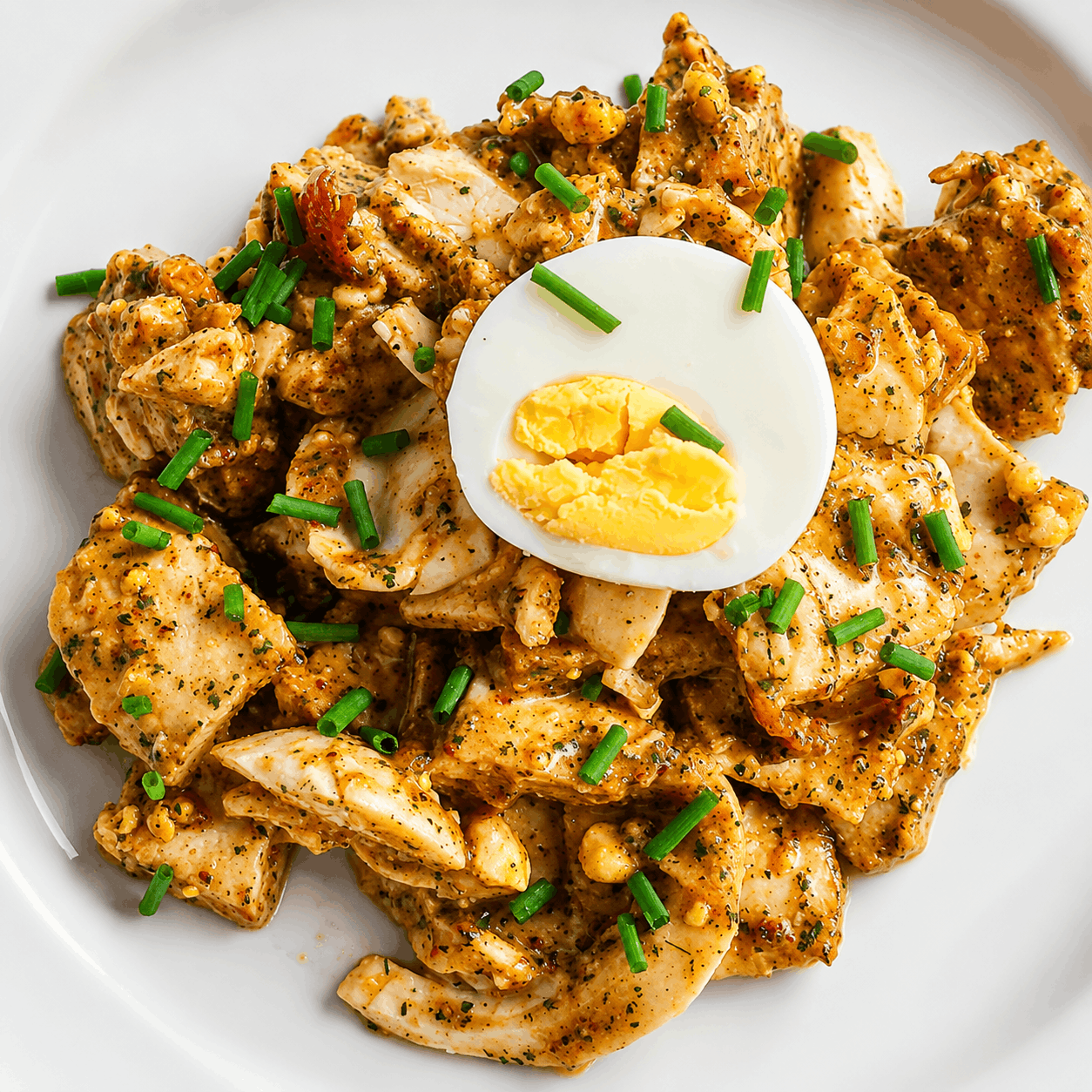 Fleischsalat mit Mandelmus-Marinade – weißer Tag