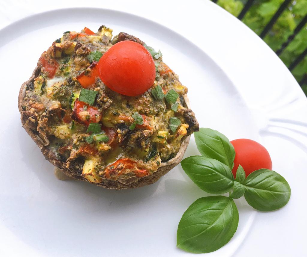 Gefüllte Riesenchampignons – grüner Tag