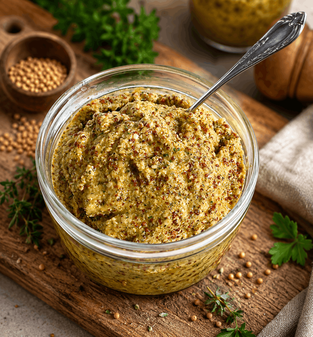Kräutersenf selbstgemacht – ohne Salz + ohne Zucker (weiß)